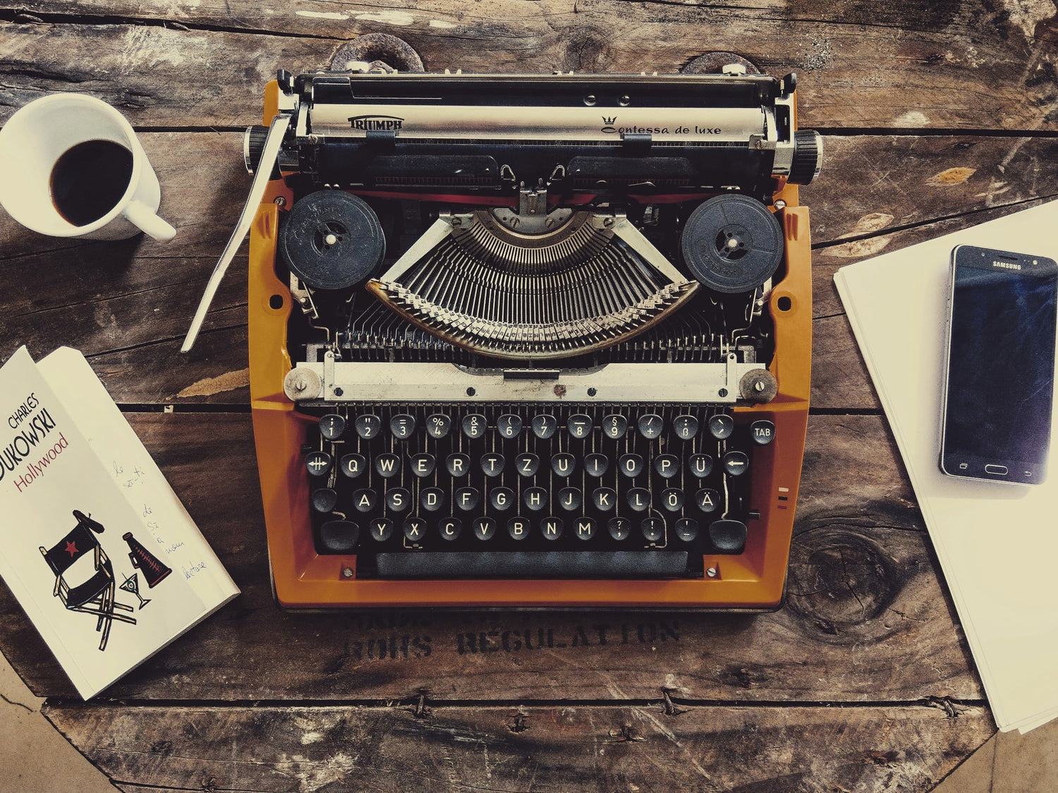 antique typewriter on desk