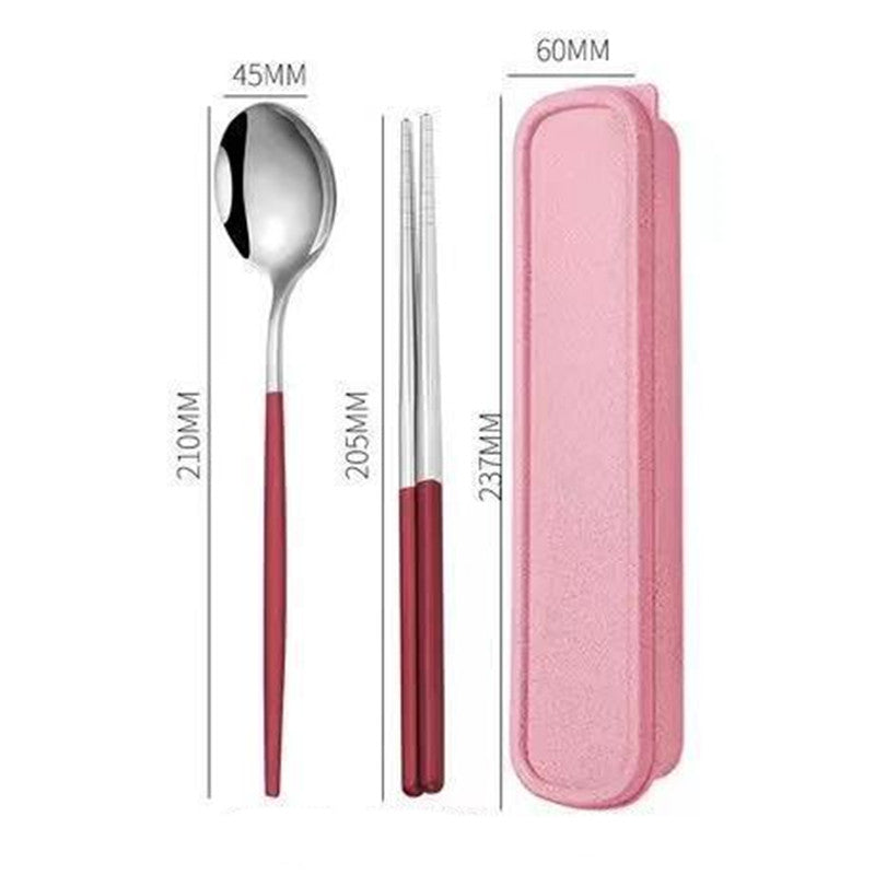 Portable Stainless Steel Chopsticks Spoon Fork Tableware Set