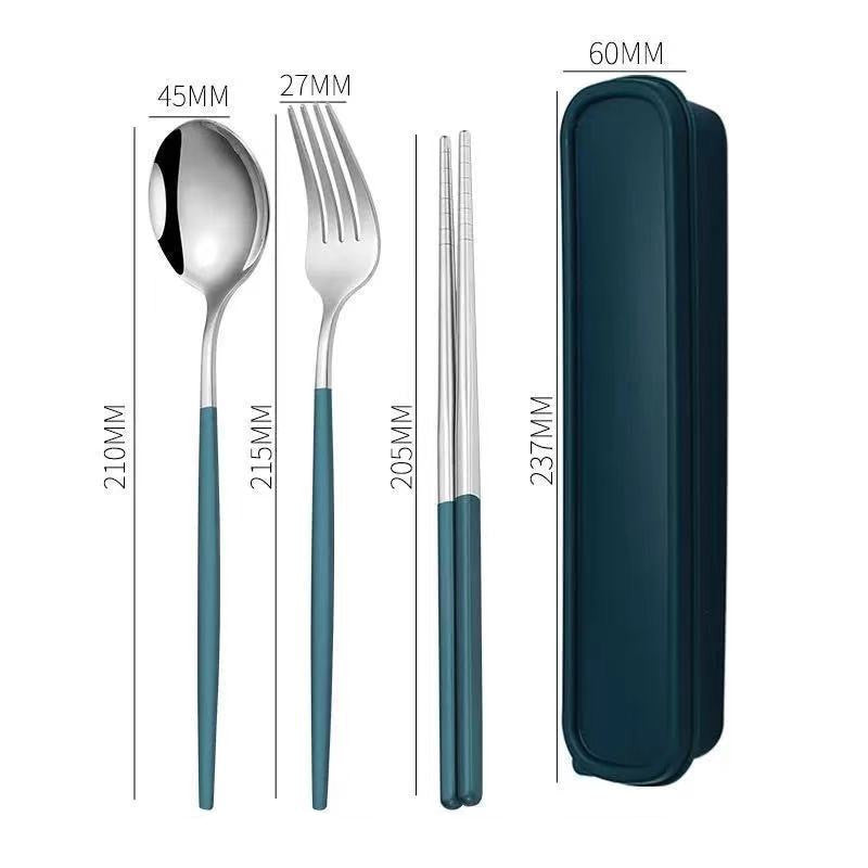 Portable Stainless Steel Chopsticks Spoon Fork Tableware Set